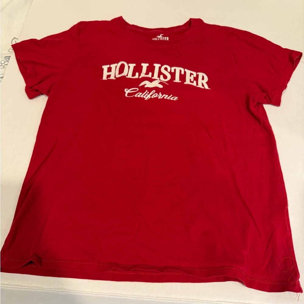 Hollister Red Crewneck Logo Tee